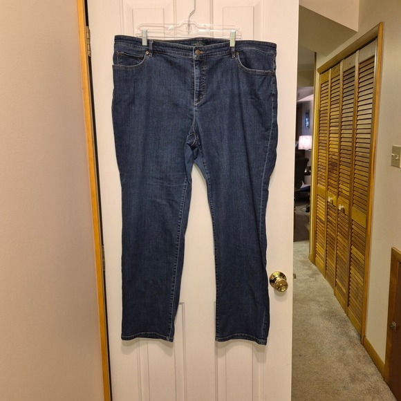 Lauren Ralph Lauren Denim - Lauren Ralph Lauren Jeans Co Womens 22W Dark Wash Blue Straight Leg Denim Jeans